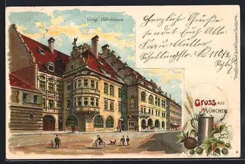 Lithographie München, Partie am Königl. Hofbräuhaus