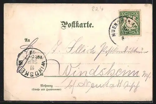 Lithographie Berchtesgaden, Teilansicht mit Kirche