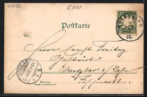 Künstler-Lithographie Muenchen, Partie am Loewenbraeukeller