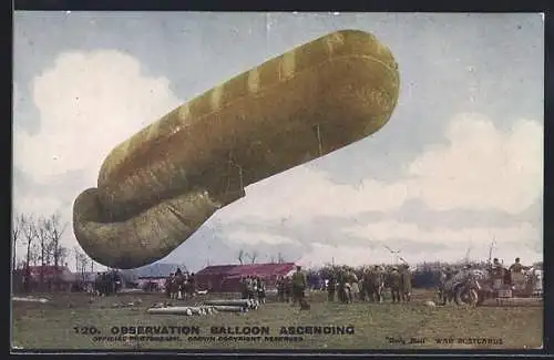 AK Britischer Beobachtungs-Ballon beim Aufstieg