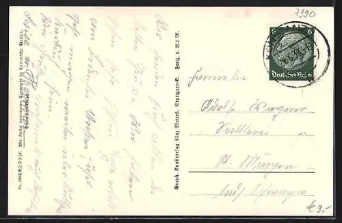 AK Friedrichshafen /Bodensee, Graf Zeppelin in Fahrt über die Ortschaft, Ansicht vom Flugzeug aus