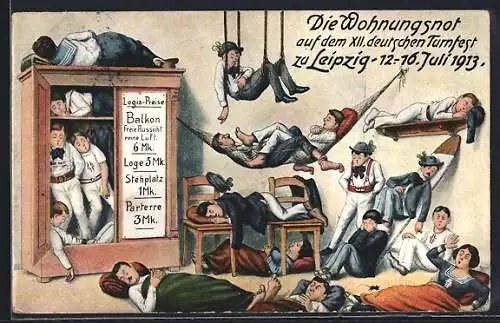 AK Leipzig, XII. deutsches Turnfest 1913, Wohnungsnot