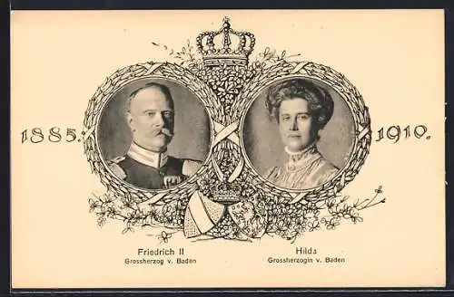 AK Porträtbild von Friedrich II. Grossherzog von Baden, Porträtbild von Hilda Grossherzogin von Baden