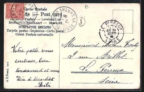 AK Biene fliegt auf Kirschen