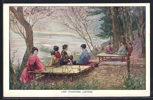 AK Lac d`Hakone, Japanerinnen am See