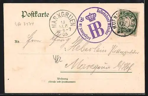 Lithographie Münchner Hofbräuhaus mit Passanten