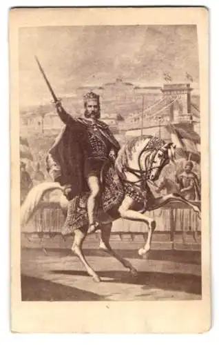 Fotografie Ansicht Budapest, Kaiser Franz Joseph von Österreich als König von Ungarn zu Pferde