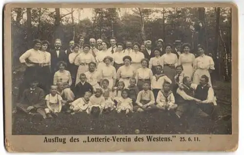 Fotografie unbekannter Fotograf und Ort, Ausflug des Lotterie-Verein des Westens am 25.06.1911