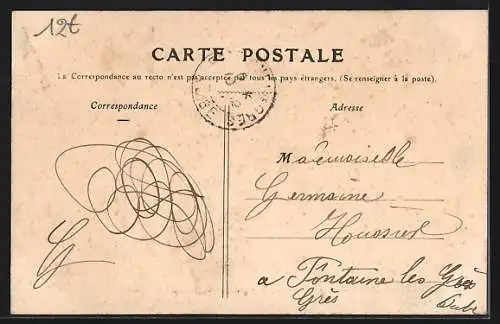 AK Savières, Route de Chauchigny avec maisons et passants