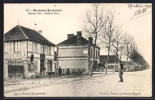 AK Maisons-Blanches, Grande Rue et Maison Béon