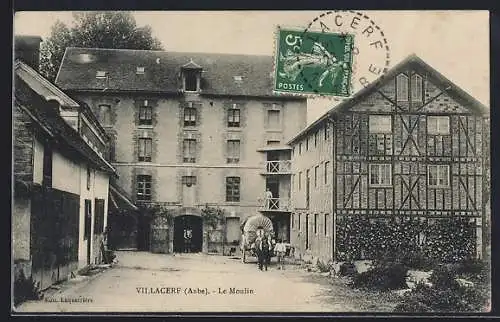 AK Villacerf, Le Moulin avec charrette devant le bâtiment