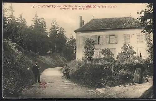 AK Chavanges, Vue de l`École des Filles et de la route environnante