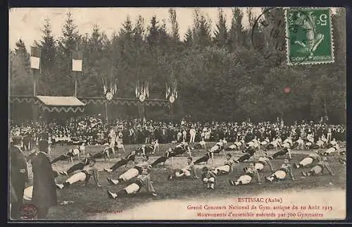 AK Estissac, Grand Concours National de Gymnastique du 10 Août 1913 avec 700 gymnastes
