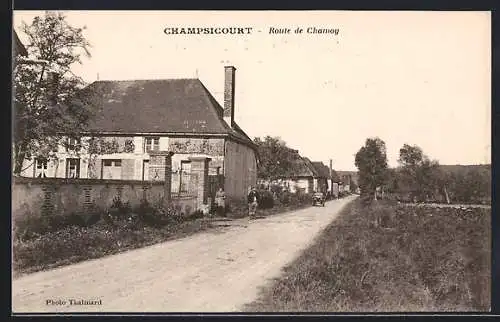 AK Champsicourt, Route de Charnoy et maisons rurales