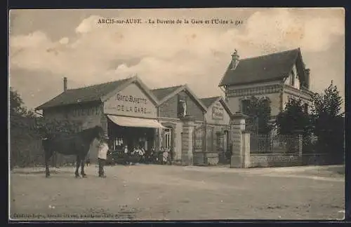 AK Arcis-sur-Aube, La Buvette de la Gare et l`Usine à gaz