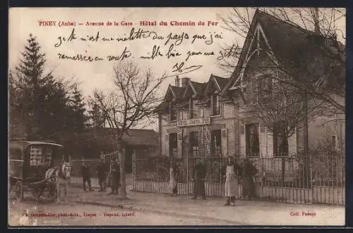 AK Piney, Avenue de la Gare, Hôtel du Chemin de Fer