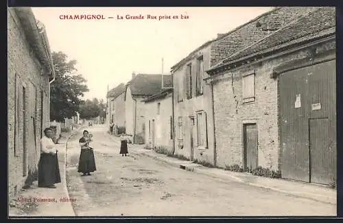 AK Champignol, La Grande Rue prise en bas