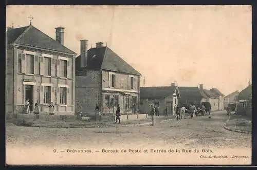 AK Brévonnes, Bureau de Poste et Entrée de la Rue du Bois