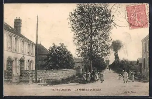 AK Brévonnes, La route de Dienville mit Kindern auf der Strasse