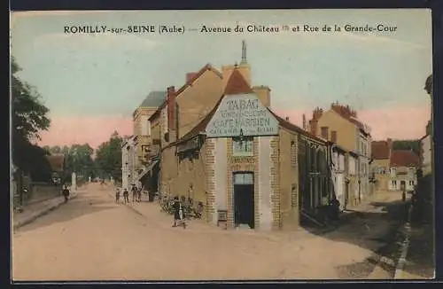 AK Romilly-sur-Seine, Avenue du Château et Rue de la Grande-Cour