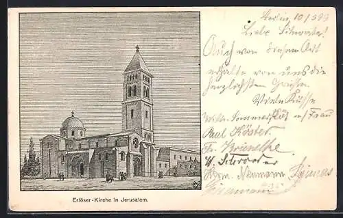 Künstler-AK Jerusalem, Erlöser-Kirche