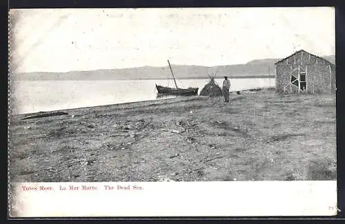 AK Totes Meer, Panorama mit Boot