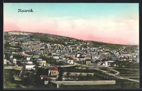 AK Nazareth, Panorama mit Strassenpartie