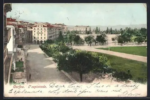 AK Corfou / Korfu, L`esplanade, Motiv der Promenade