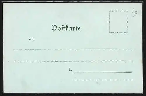 Mondschein-Lithographie Köln, Dom, Rathaus, Post