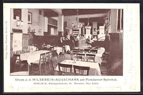 AK Berlin, Gasthaus Hilsebein-Ausschank, Königgrätzer Strasse 15, Innenansicht