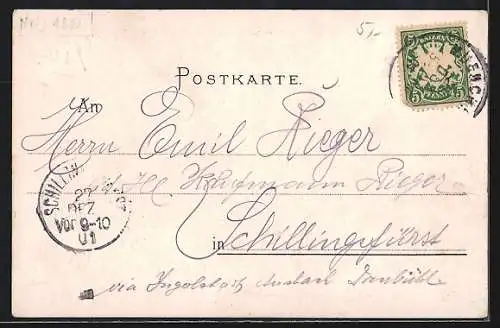 Künstler-AK München, Spaziergänger am Prinzregenten-Theater