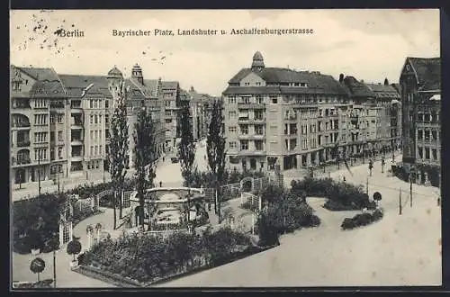 AK Berlin-Schöneberg, Bayrischer Platz, Landshuter u. Aschaffenburgerstrasse