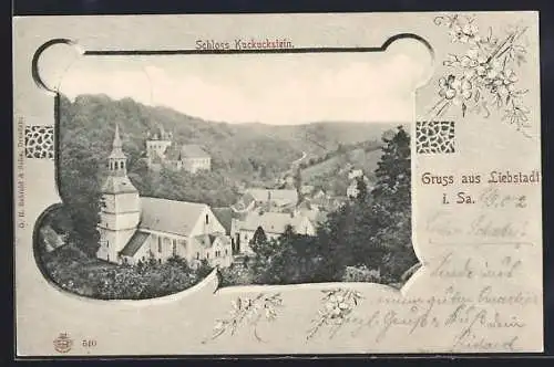 Lithographie Liebstadt i. Sa., Schloss Kuckuckstein, Passepartout