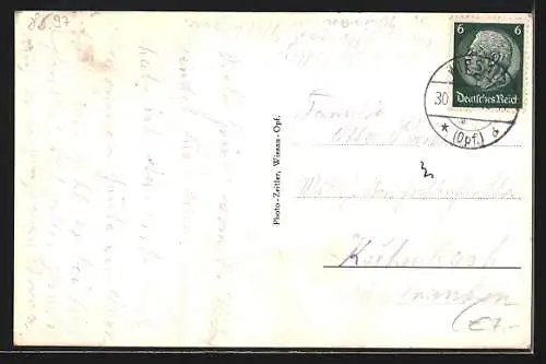 AK Wiesau /Bayr. Ostmark, Teilansicht mit Bäumen