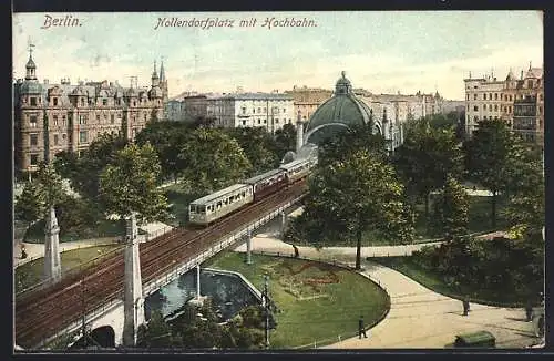 AK Berlin-Schöneberg, Nollendorfplatz mit der Hochbahn