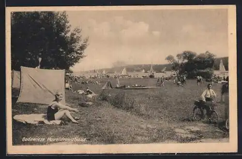 AK Berlin-Gatow, Gasthaus Havelstrandhaus, Badewiese Havelstrandhaus