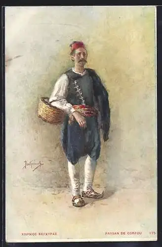 AK Paysan de Corfou, Einwohner Corfous in traditioneller Tracht