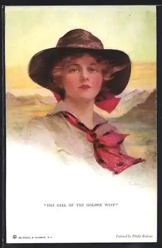 Künstler-AK Philip Boileau: The girl of the golden west, Porträt einer jungen Frau mit Hut