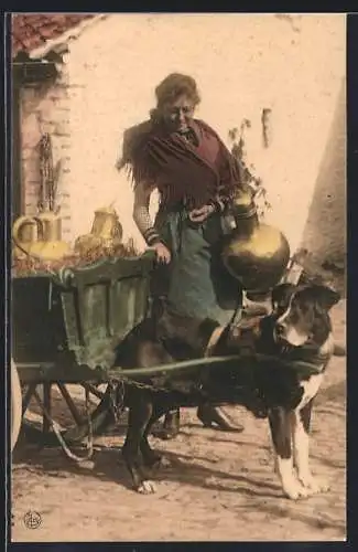 AK Milchbäuerin mit Hundegespann