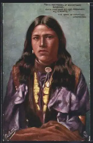 AK The Song of Hiawatha - Longfellow, Angerhörige der Urbevölkerung von Nordamerika, First Nation