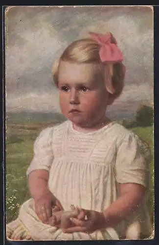 Künstler-AK Mädchen mit Schleife im Haar