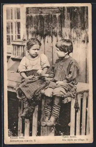 AK Rotes Kreuz, Types Russes, Une Idylle au Village