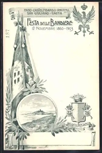 AK Fest Delle Bandiere 1903, 25. Brigata Bergamo, Fahne und Wappen