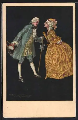 AK Charmanter Herr begrüsst eine Dame