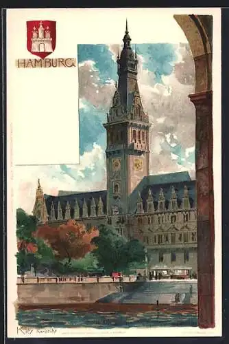 Künstler-AK Heinrich Kley: Hamburg, Das Rathaus