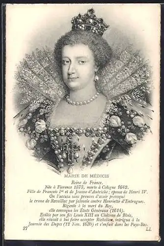 AK Marie de Médicis, Reine de France, 1573-1642