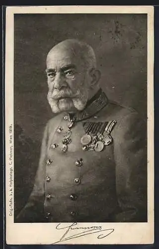 AK Kaiser Franz Josef I. von Österreich in Uniform mit Orden, Rotes Kreuz