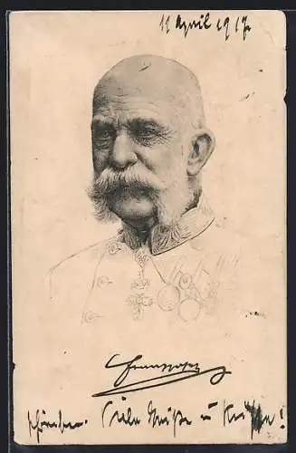 AK Kaiser Franz Josef I. von Österreich, Kopfportrait