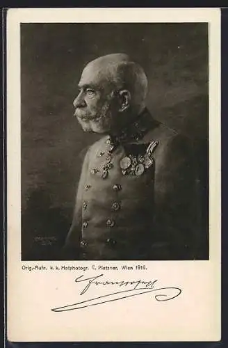 AK Rotes Kreuz Nr. 543, Profilportrait von Kaiser Franz Josef I. von Österreich