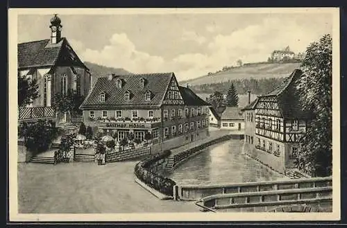 Künstler-AK Heiligenstadt / Fränk. Schweiz, Gasthof Hösch am Fluss